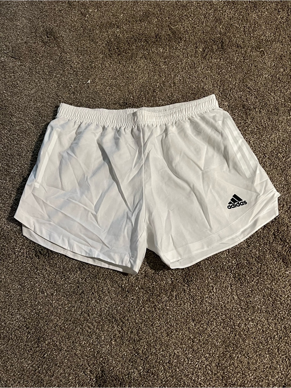 adidas White Soccer/Athletic Shorts with Black Logo